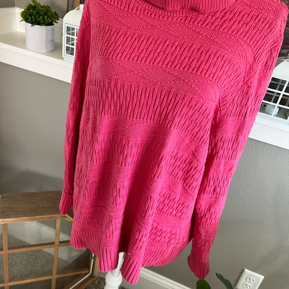 Vintage cowl turtle neck pink Barbie long sleeve chunky knit sweater tunic 8 - Picture 10 of 12